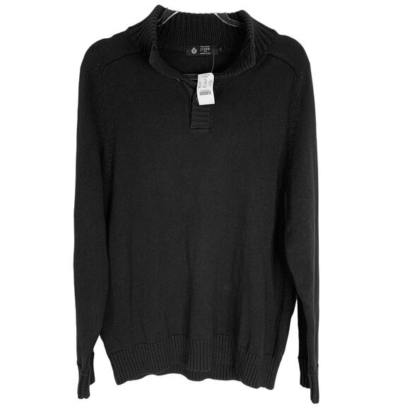 J Crew Mens Sweater Pullover Small Black Cotton Buttons New - Picture 1 of 8